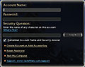 Account login pane (after the December 21, 2009 update)