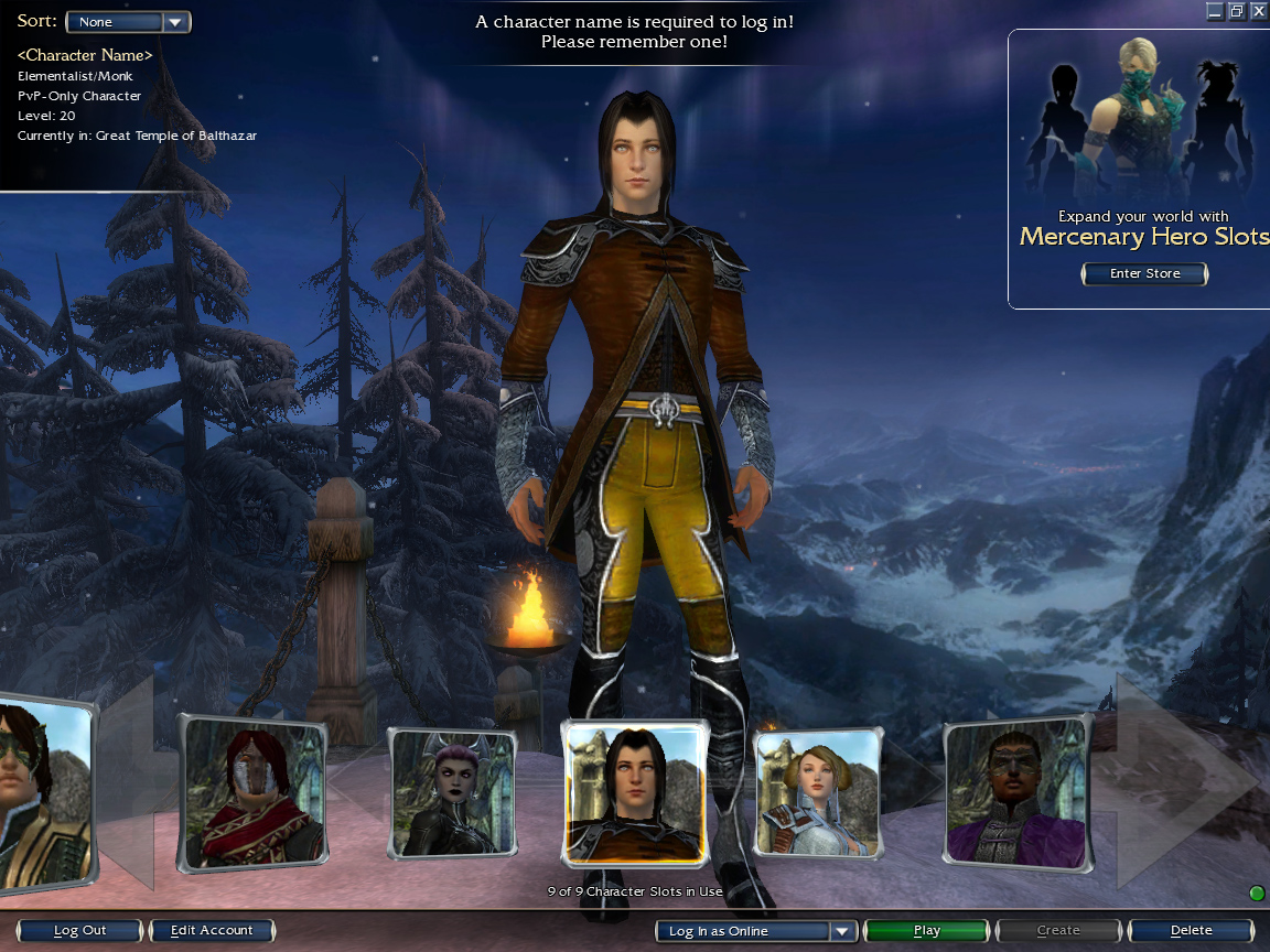 Character selection screen - Guild Wars Wiki (GWW)